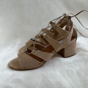 Steve Madden Womens Lace Up Tan Heels Size 7.5M